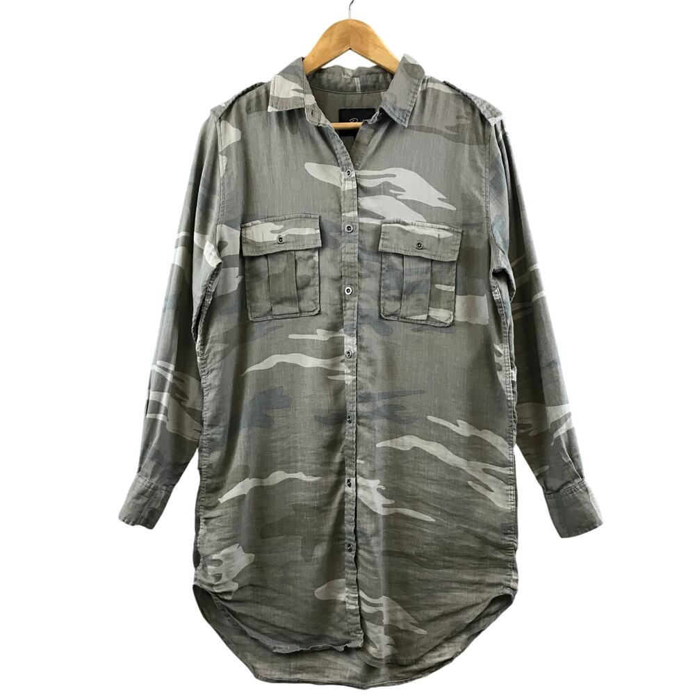 Rails Camo Linen Blend Long Sleeve Button Down Sh… - image 1